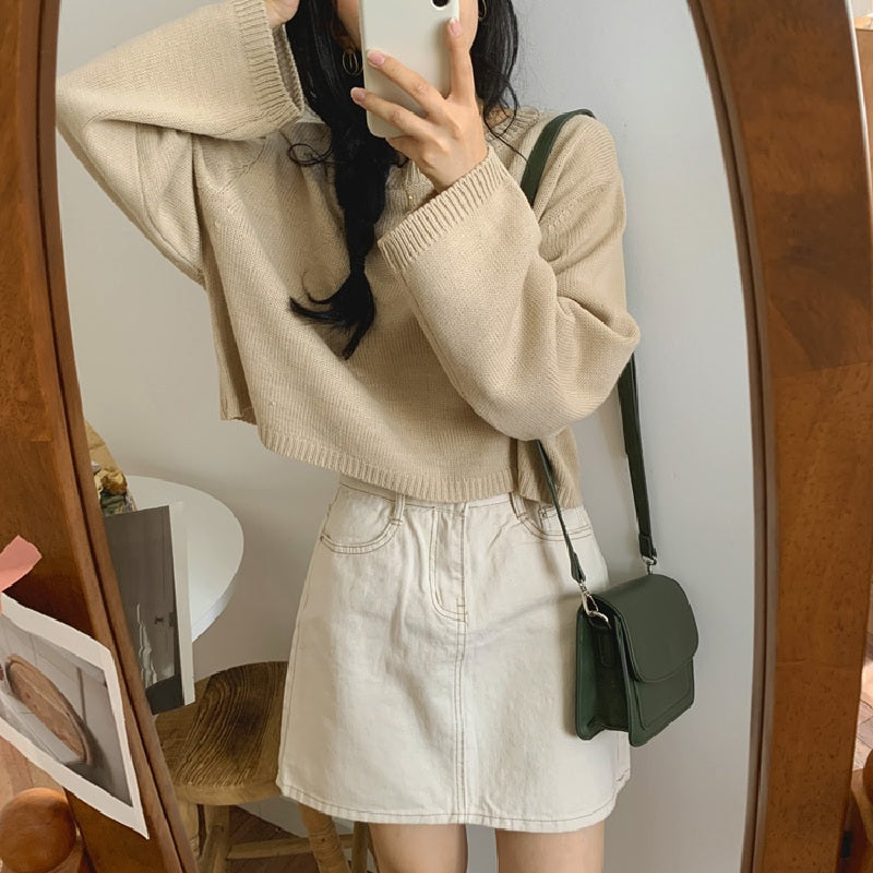 Pullovers Solid Colors Knitted Elegant Jumpers Sweaters