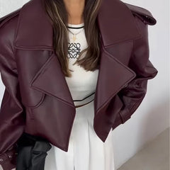 Retro Lapel Full Sleeves Pocket Chic High Street Outwear Short Jacket
