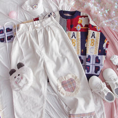 Retro Loose Soft Cartoon O-Neck Knitted Sweater