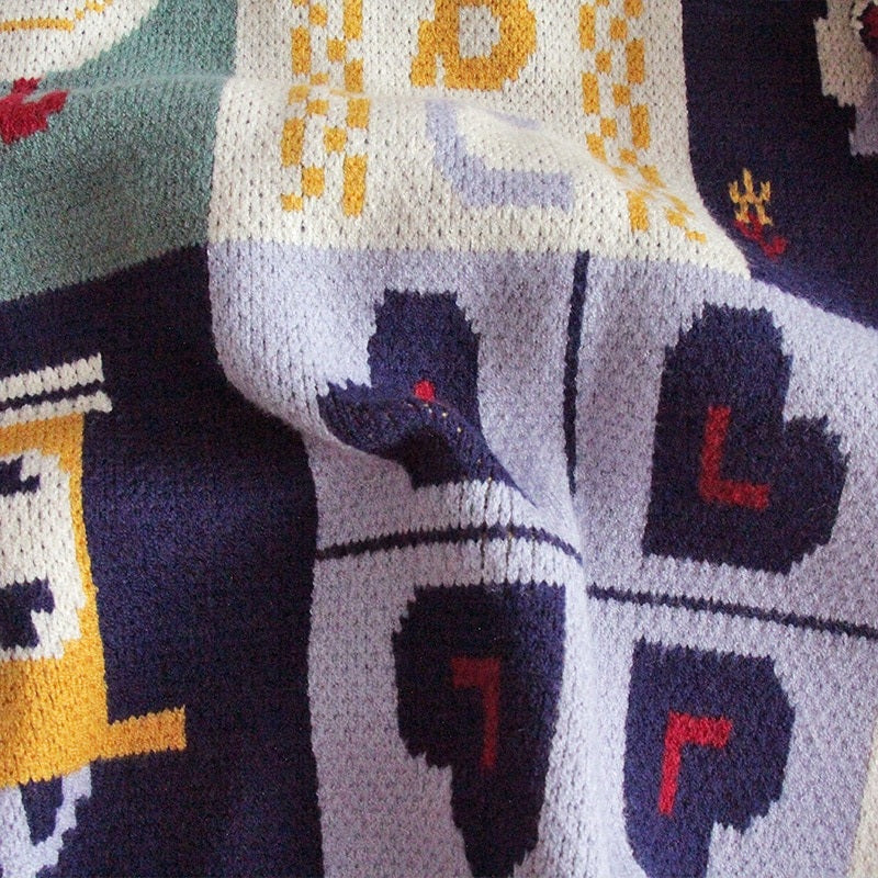Retro Loose Soft Cartoon O-Neck Knitted Sweater