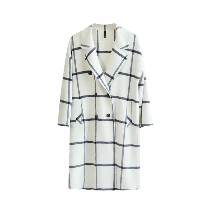 Retro Plaid Double-sided Fleece Wool Coat