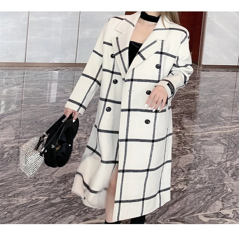 Retro Plaid Double-sided Fleece Wool Coat