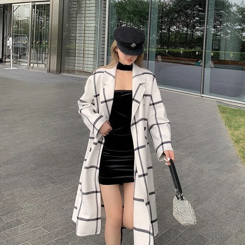 Retro Plaid Double-sided Fleece Wool Coat