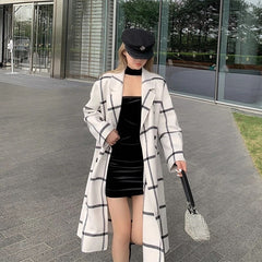 Retro Plaid Double-sided Fleece Wool Coat