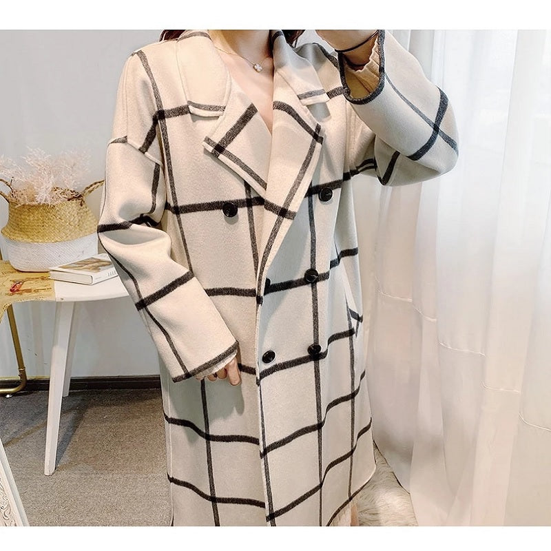 Retro Plaid Double-sided Fleece Wool Coat