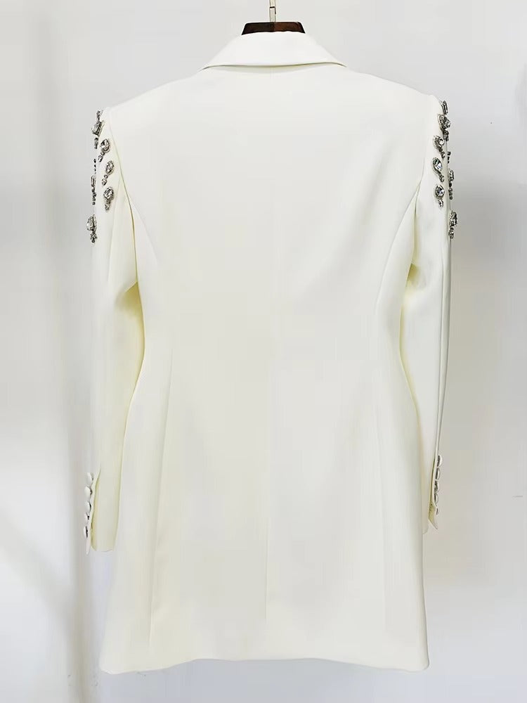 Rhinestone Diamonds Beaded Designer Double Breasted Blazer