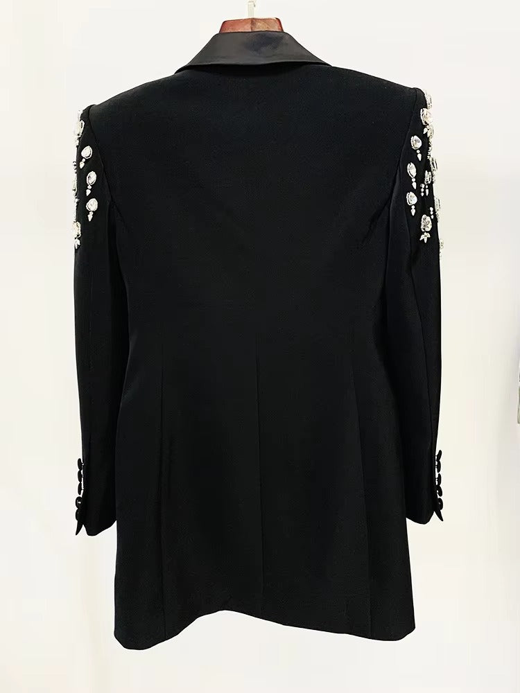Rhinestone Diamonds Beaded Designer Double Breasted Blazer