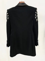 Rhinestone Diamonds Beaded Designer Double Breasted Blazer