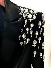 Rhinestone Diamonds Beaded Designer Double Breasted Blazer