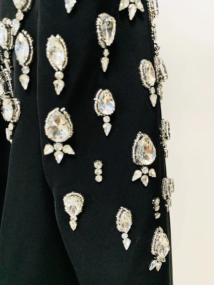 Rhinestone Diamonds Beaded Designer Double Breasted Blazer