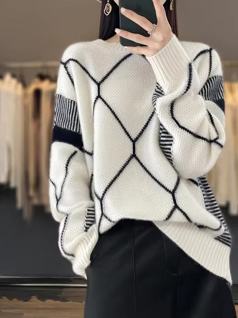 Round Neck Wool O-Neck Pullover High Quality Soft Loose Knit Jumper Cashmere Sweater