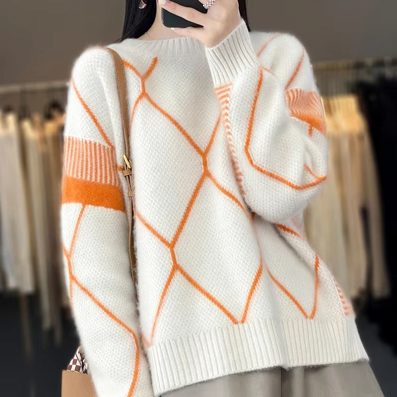Round Neck Wool O-Neck Pullover High Quality Soft Loose Knit Jumper Cashmere Sweater