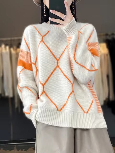 Round Neck Wool O-Neck Pullover High Quality Soft Loose Knit Jumper Cashmere Sweater