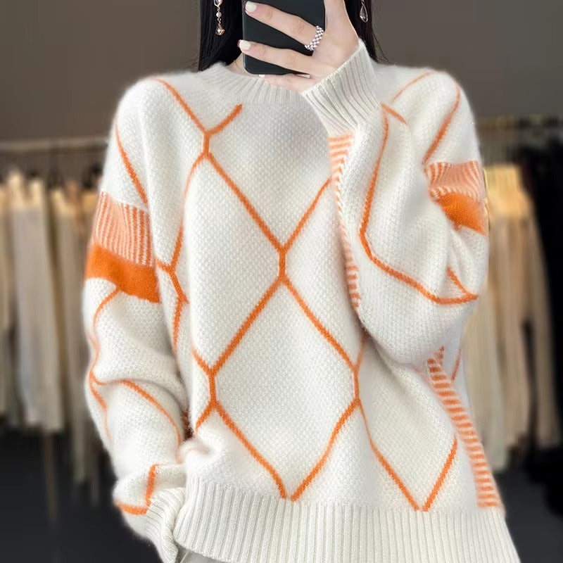 Round Neck Wool O-Neck Pullover High Quality Soft Loose Knit Jumper Cashmere Sweater