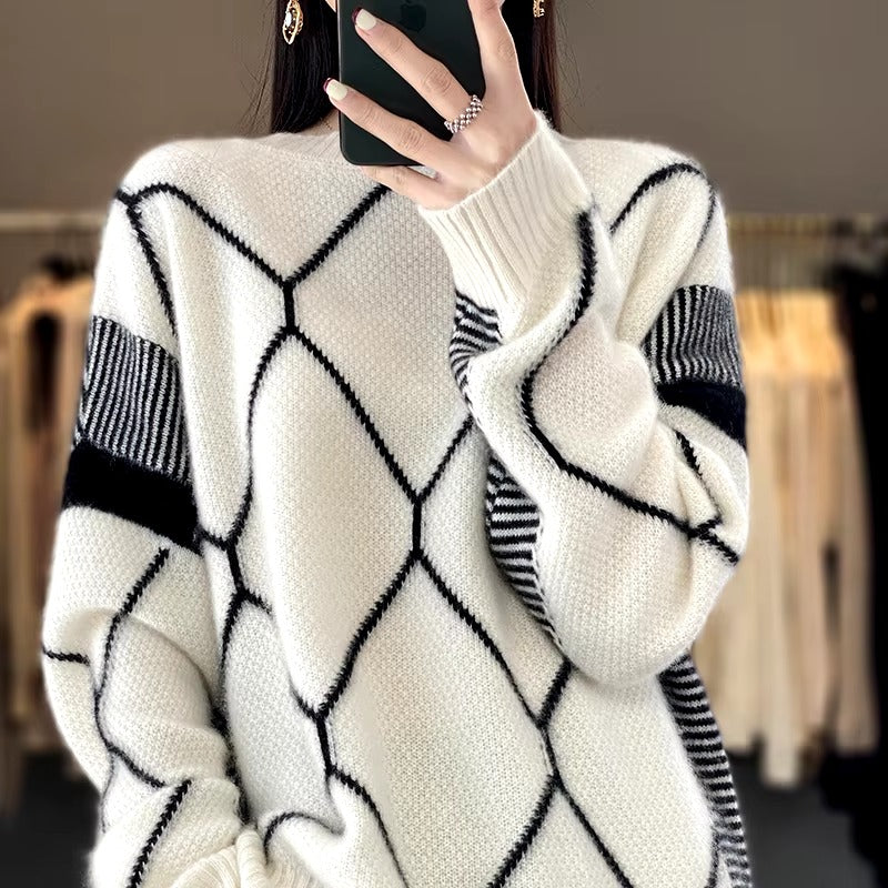 Round Neck Wool O-Neck Pullover High Quality Soft Loose Knit Jumper Cashmere Sweater