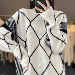 Round Neck Wool O-Neck Pullover High Quality Soft Loose Knit Jumper Cashmere Sweater