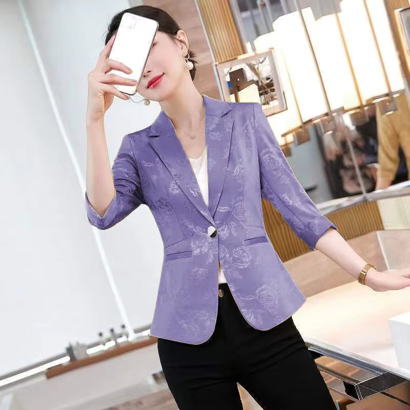 Notched Slim Long Sleeved Pockets Fashion Blazer