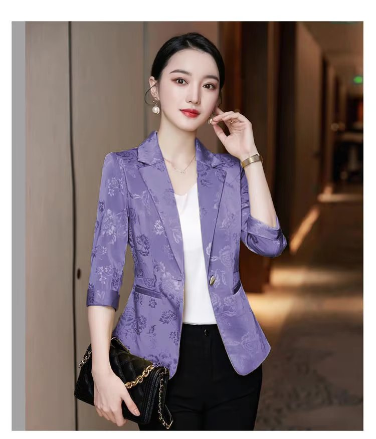 Notched Slim Long Sleeved Pockets Fashion Blazer