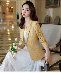 Elegant Lace Hollow Out Korean Fashion Long Sleeve Loose Casual Cardigan Blazers