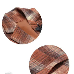 Turn-down Collar Cardigan Plaid Fashion Vintage Stylish Long Sleeve Coats