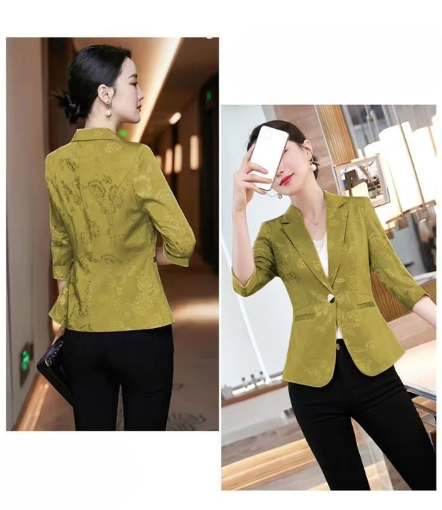 Notched Slim Long Sleeved Pockets Fashion Blazer