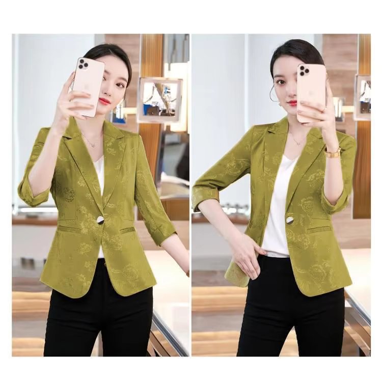 Notched Slim Long Sleeved Pockets Fashion Blazer