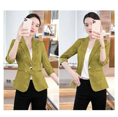 Notched Slim Long Sleeved Pockets Fashion Blazer