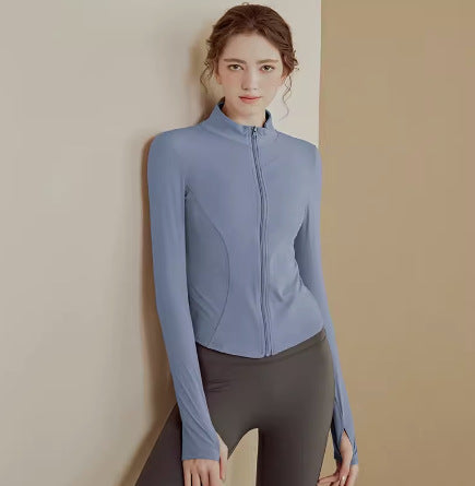 Stand-up collar zip-up quick-drying top