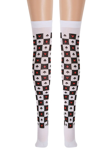 Saloon Stockings Poke Plaid Knee High Socks Halloween Cosplay Costume Accessories