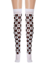 Saloon Stockings Poke Plaid Knee High Socks Halloween Cosplay Costume Accessories
