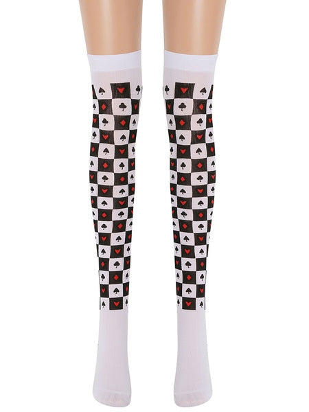 Saloon Stockings Poke Plaid Knee High Socks Halloween Cosplay Costume Accessories