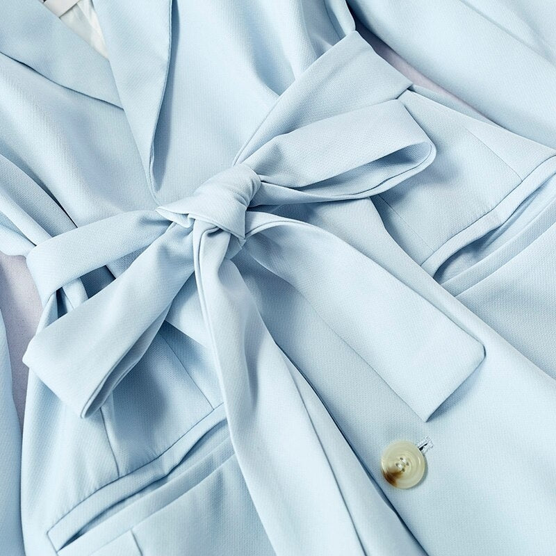Sashes Tie Up Single Breasted Slim Suit Jackets
