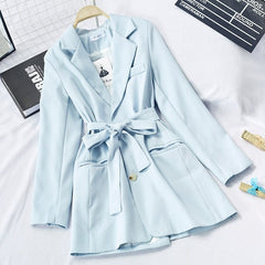 Sashes Tie Up Single Breasted Slim Suit Jackets