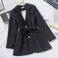 Sashes Tie Up Single Breasted Slim Suit Jackets