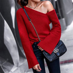 Sexy Cool-shoulder Long Sleeve Knitwear