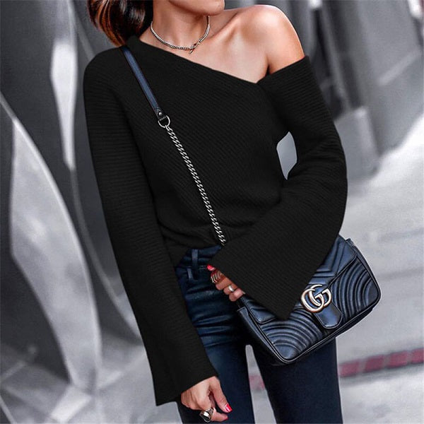 Sexy Cool-shoulder Long Sleeve Knitwear