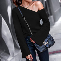 Sexy Cool-shoulder Long Sleeve Knitwear