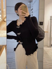 Sexy Long Sleeve Butterfly buckle Knitting Sweater