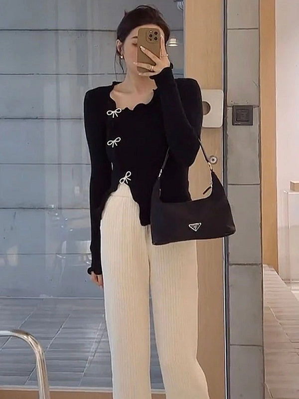 Sexy Long Sleeve Butterfly buckle Knitting Sweater