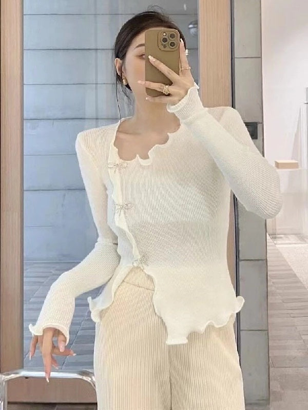 Sexy Long Sleeve Butterfly buckle Knitting Sweater