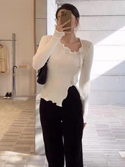 Sexy Long Sleeve Butterfly buckle Knitting Sweater
