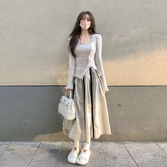 Sexy Long Sleeve Irregular Collar Knitting Sweater