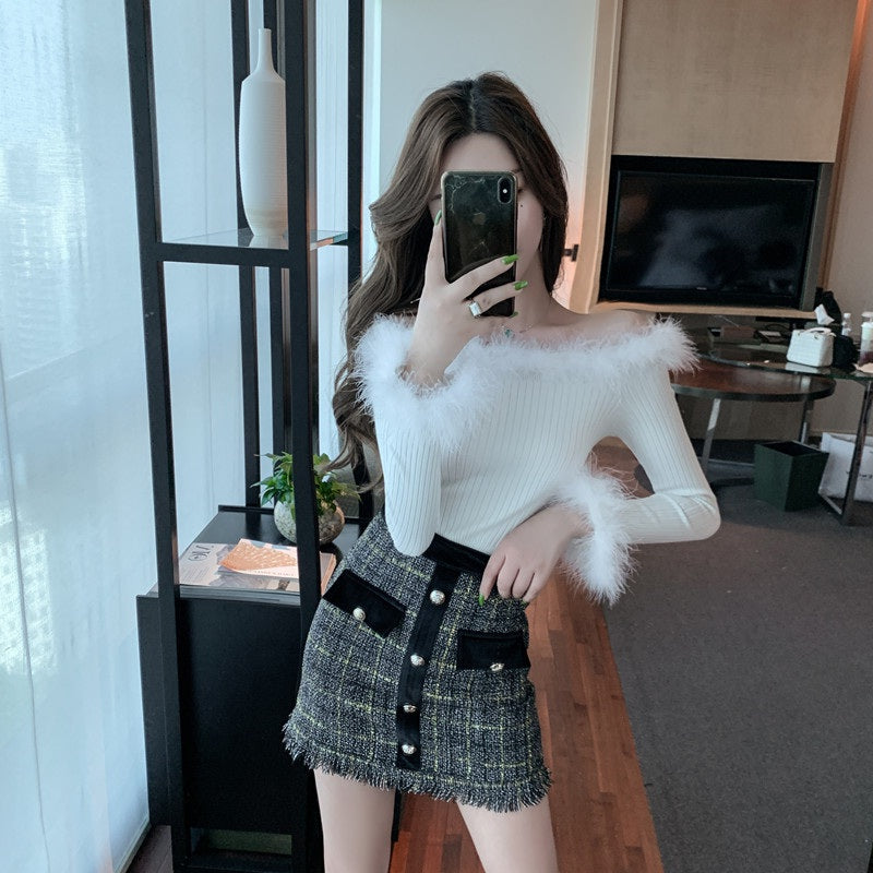 Sexy Off Shoulder Slash Neck Long Sleeve Sweater