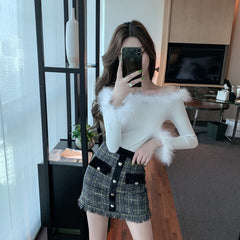 Sexy Off Shoulder Slash Neck Long Sleeve Sweater