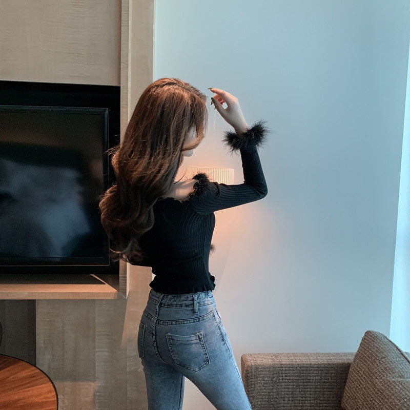 Sexy Off Shoulder Slash Neck Long Sleeve Sweater