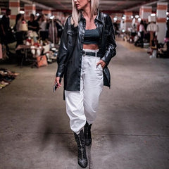 Single Breasted Long Sleeve Solid Coat With Belt