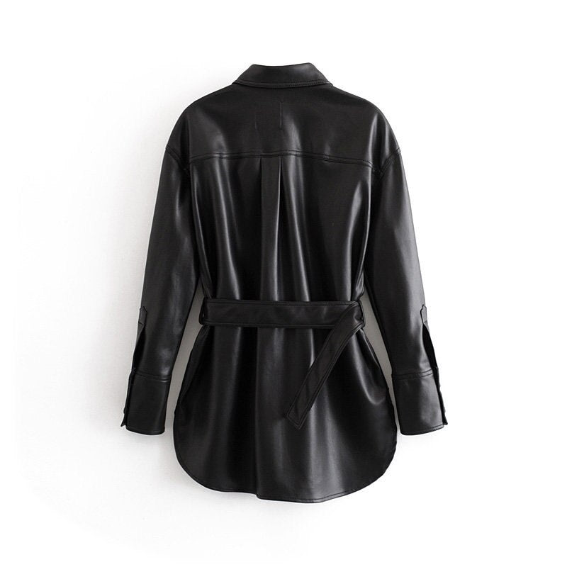 Single Breasted Long Sleeve Solid Coat With Belt
