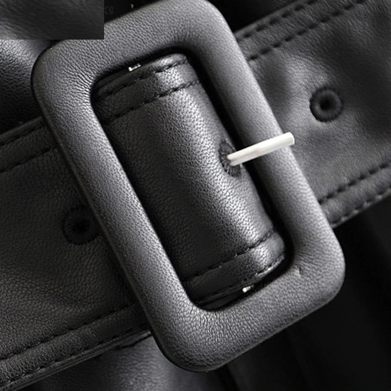 Single Breasted Long Sleeve Solid Coat With Belt