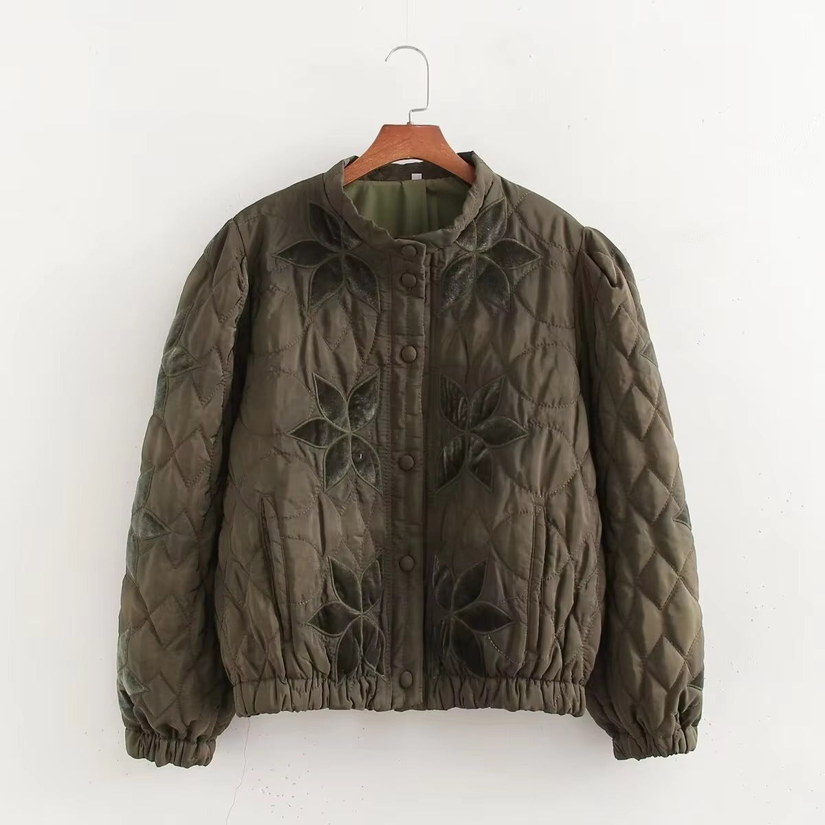 Single Breasted Printed Round Neck Loose Long Sleeve Jackets