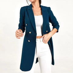 Slim Fit Long Sleeve Solid Color Casual Suit Blazer Long Coat Outerwear